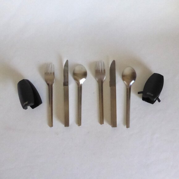 NEW ZELCO BRAND COMPACT CAMPING PICNIC UTENSIL SILVERWARE SET OF 2 - Picture 4 of 13